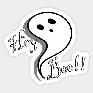 Funny Halloween Gifts, Cute Graphic Design Ghost & Quote: HEY BOO!! Trick or Treat Fun Gifts Sticker